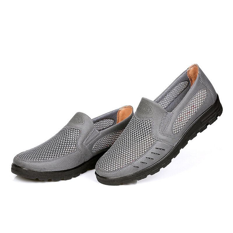 Mænd Mesh Åndbar Udhulet Skridsikker Blød Sål Slip On Casual Sko