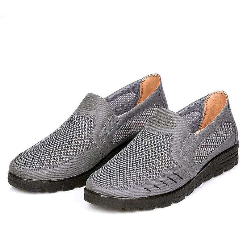 Mænd Mesh Åndbar Udhulet Skridsikker Blød Sål Slip On Casual Sko