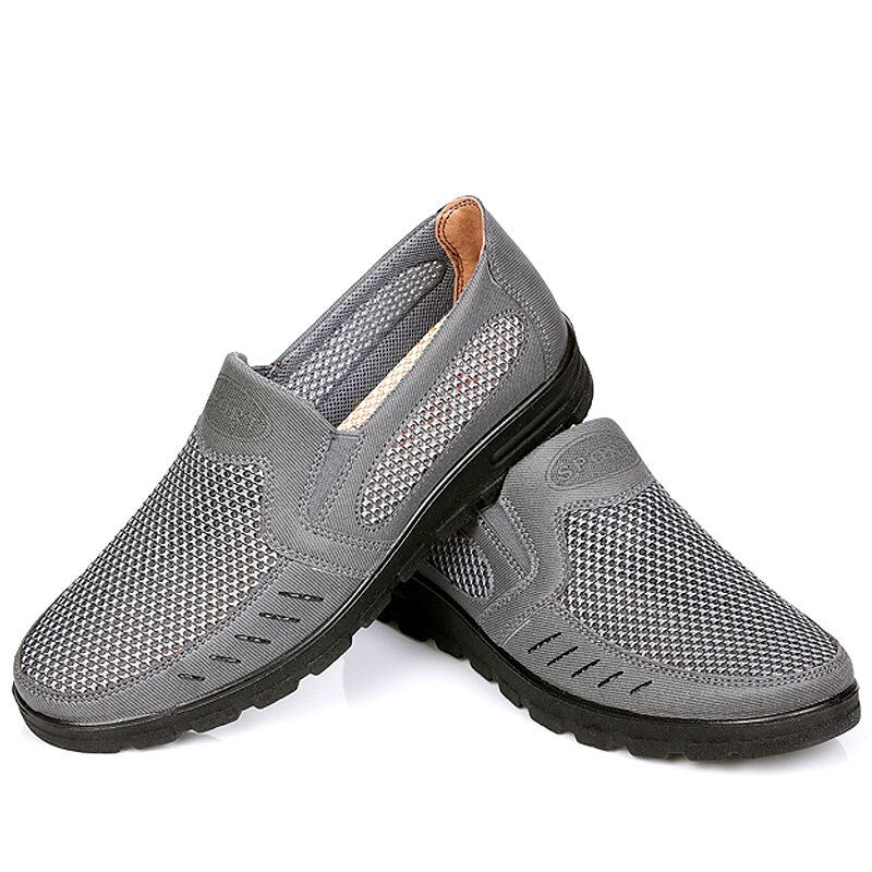 Mænd Mesh Åndbar Udhulet Skridsikker Blød Sål Slip On Casual Sko