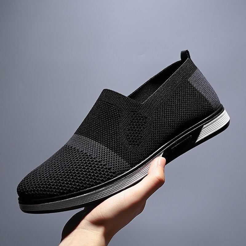 Mænd Mesh Casual Sneakers Letvægts Åndbar Sneaker Casual Sportssko Strikket Behagelig Flad