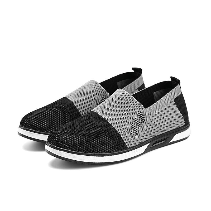 Mænd Mesh Casual Sneakers Letvægts Åndbar Sneaker Casual Sportssko Strikket Behagelig Flad