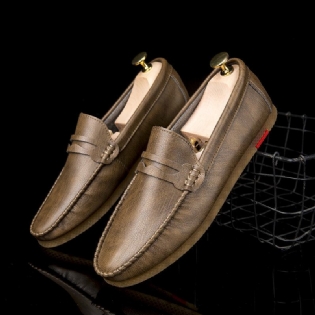 Mænd Microfiber Åndbar Behagelig Bund Slip On Driving Loafers Casual Lædersko