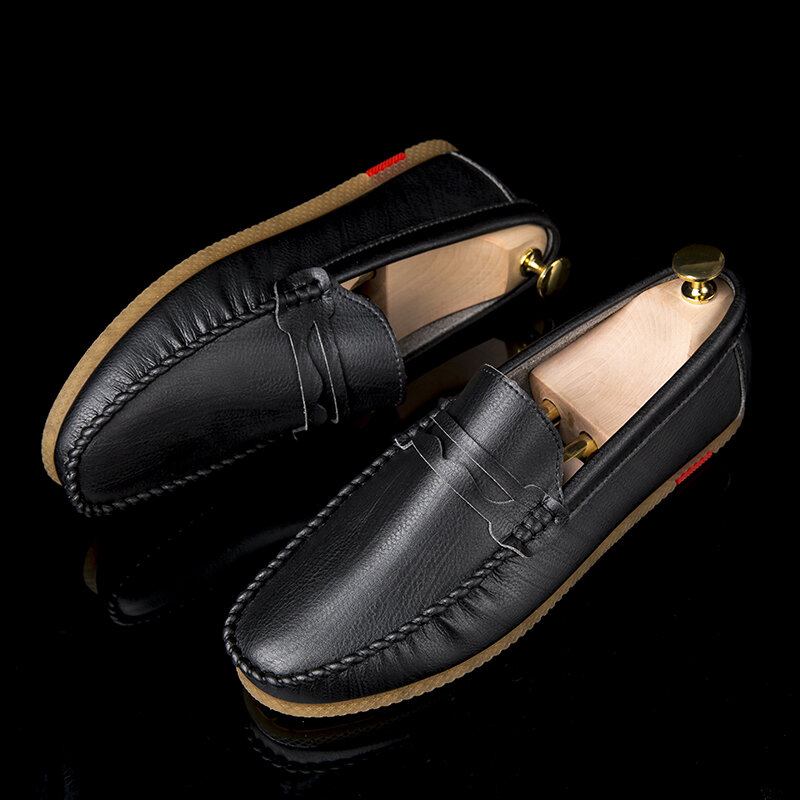 Mænd Microfiber Åndbar Behagelig Bund Slip On Driving Loafers Casual Lædersko