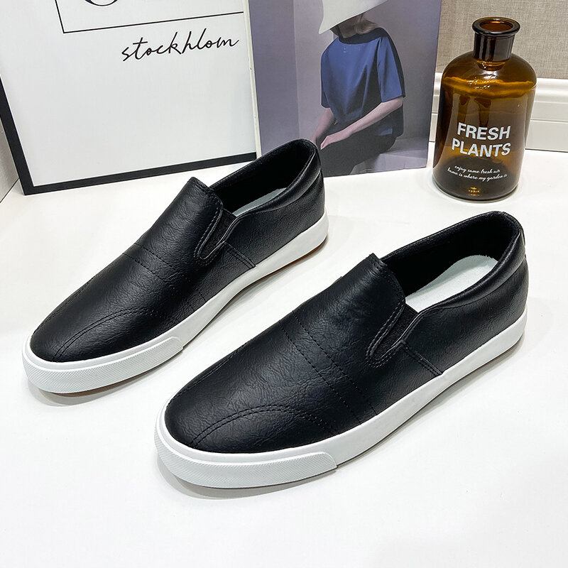 Mænd Microfiber Åndbar Behagelig Bund Solid Slip On Casual Court Sko