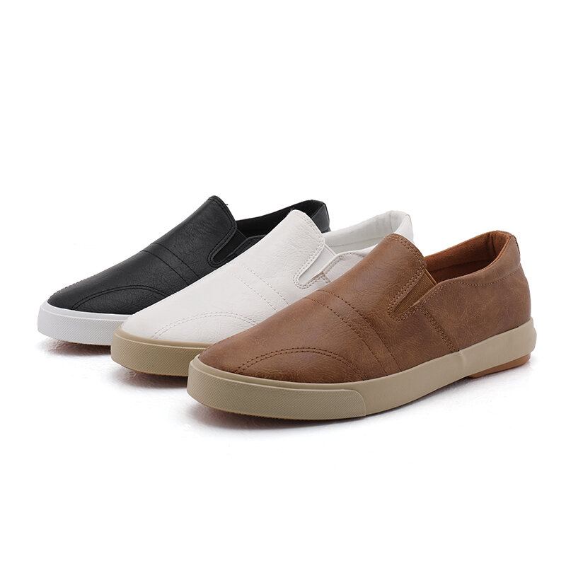 Mænd Microfiber Åndbar Behagelig Bund Solid Slip On Casual Court Sko