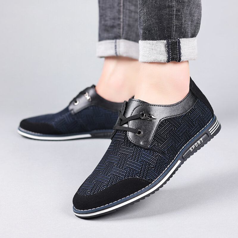 Mænd Microfiber Åndbar Blød Bund Med Snøre Comfy Loafers Casual Business Sko