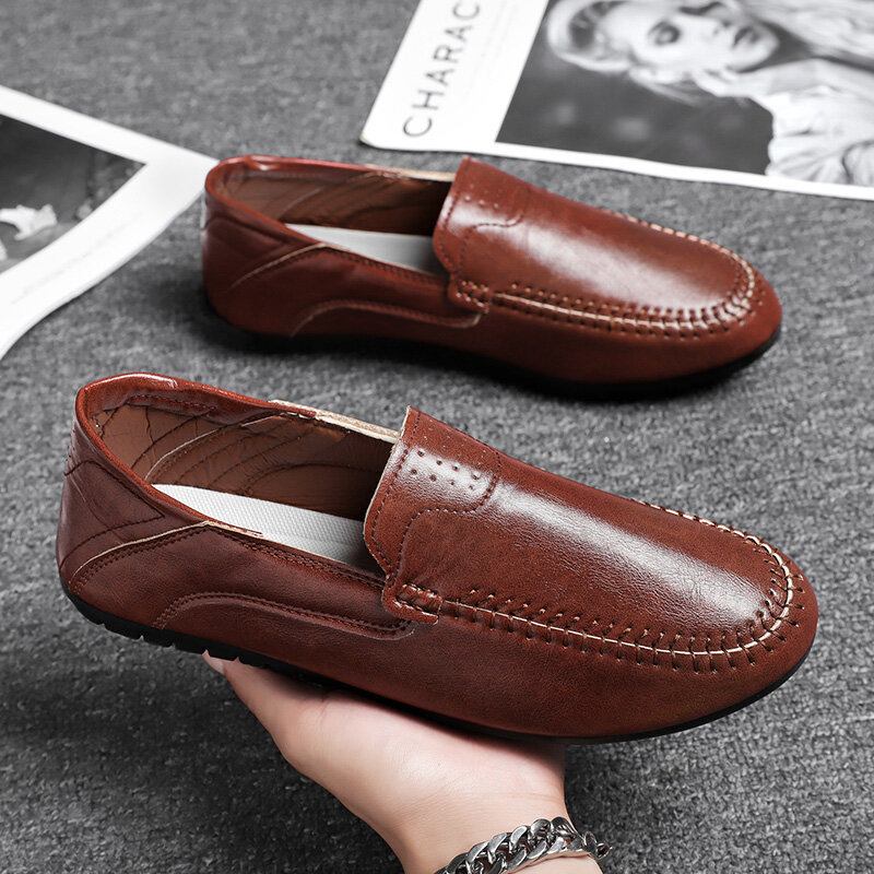 Mænd Mikrofiber Åndbar Blød Sål Behagelig Trusse Solid Casual Loafer Sko