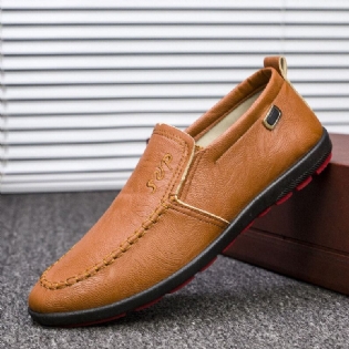 Mænd Mikrofiber Læder Åndbar Blød Sål Slip On Comfy Business Casual Sko