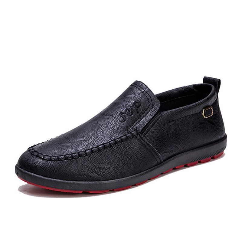 Mænd Mikrofiber Læder Åndbar Blød Sål Slip On Comfy Business Casual Sko