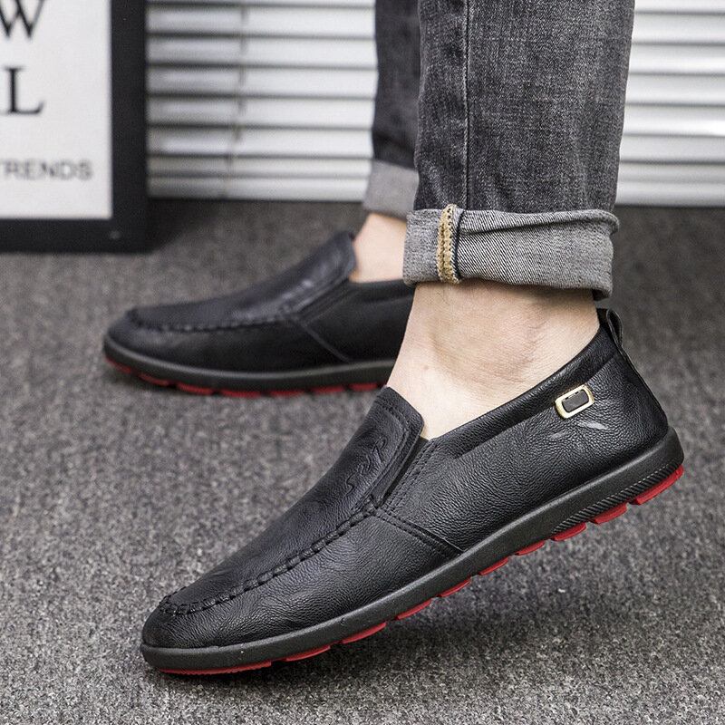 Mænd Mikrofiber Læder Åndbar Blød Sål Slip On Comfy Business Casual Sko