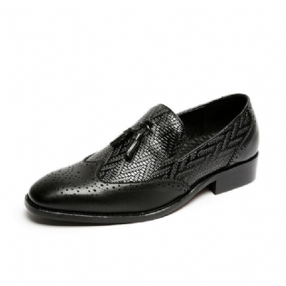 Mænd Mikrofiber Vintage Vævet Mønster Blød Sål Slip On Casual Business Sko