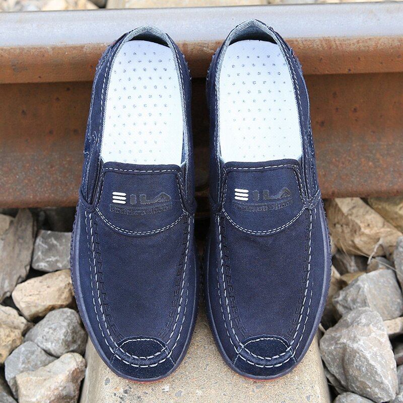 Mænd Old Peking Comfy Åndbar Slip On Casual Canvas Sko