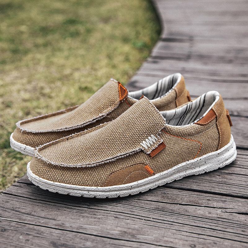 Mænd Old Peking Stilfuld Slip On Rund Toe Casual Canvas Sko