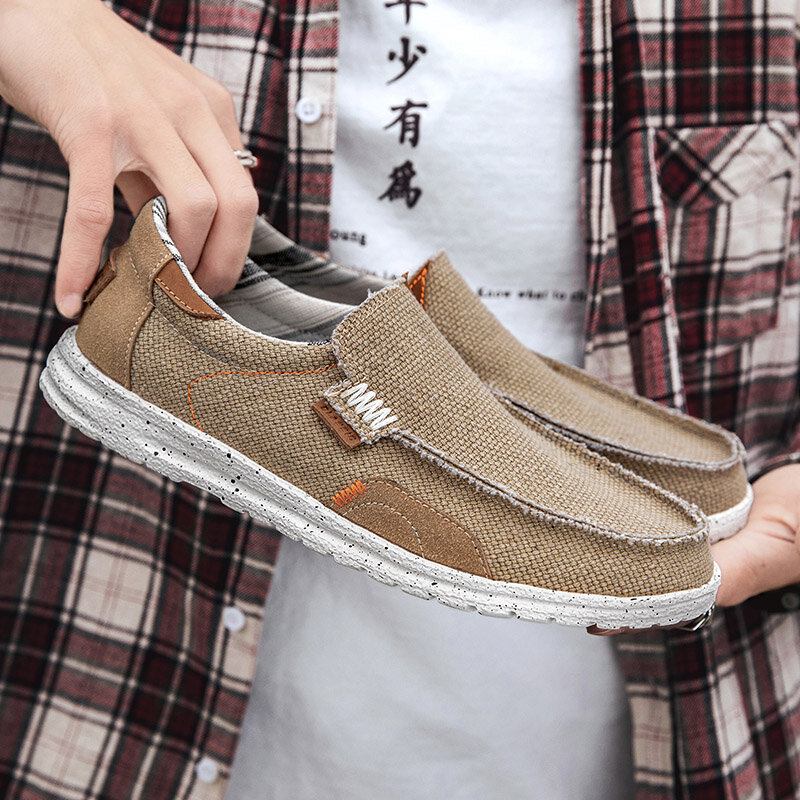 Mænd Old Peking Stilfuld Slip On Rund Toe Casual Canvas Sko