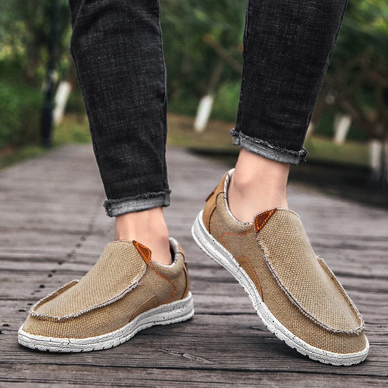 Mænd Old Peking Stilfuld Slip On Rund Toe Casual Canvas Sko