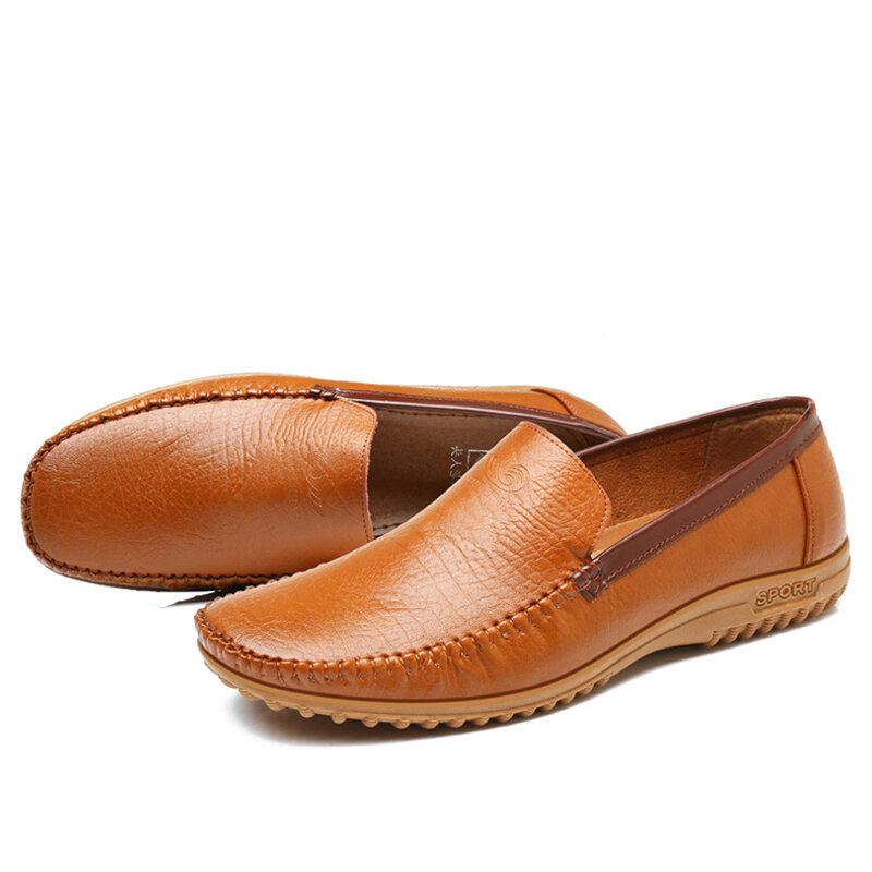 Mænd Pure Color Pu Slip On Casual Køresko