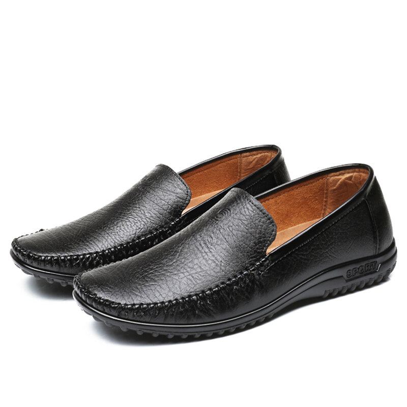 Mænd Pure Color Pu Slip On Casual Køresko