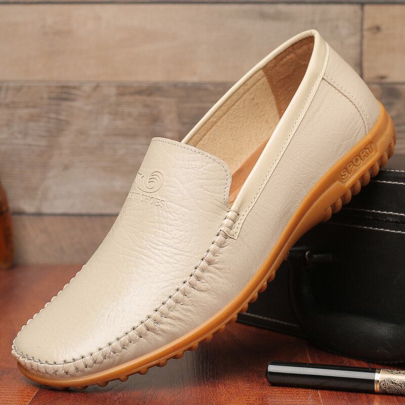 Mænd Pure Color Pu Slip On Casual Køresko