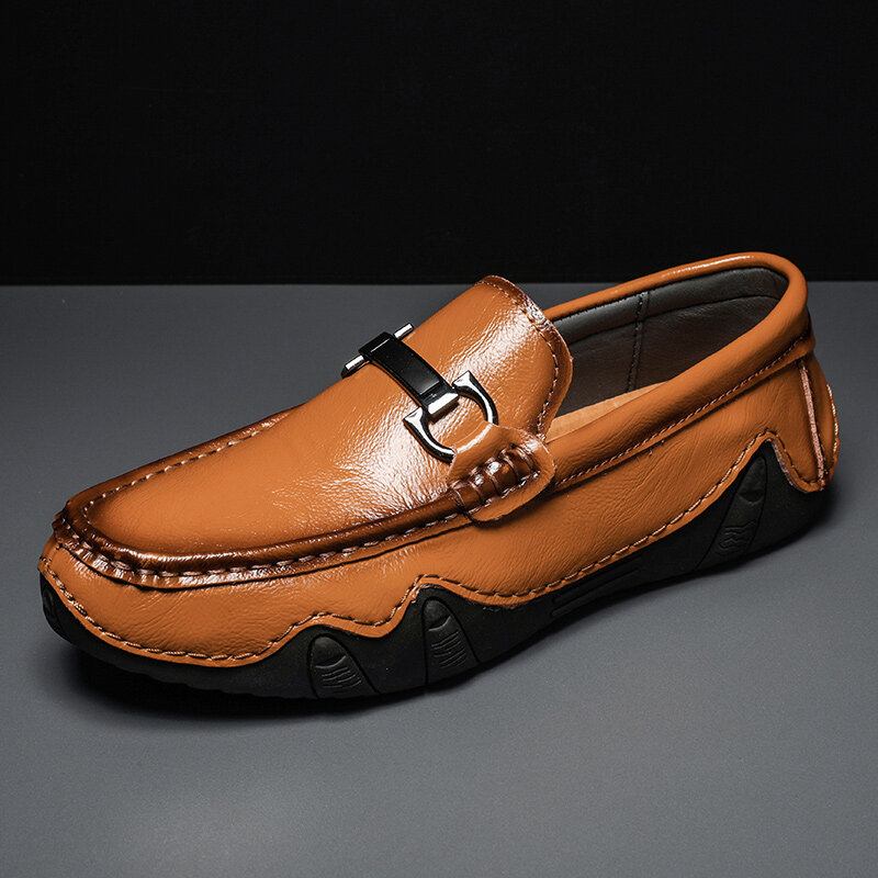 Mænd Retro Microfiber Læder Slip On Rundtået Driving Loafers Sko