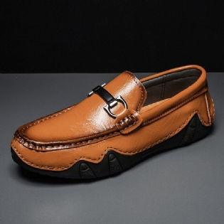 Mænd Retro Microfiber Læder Slip On Rundtået Driving Loafers Sko