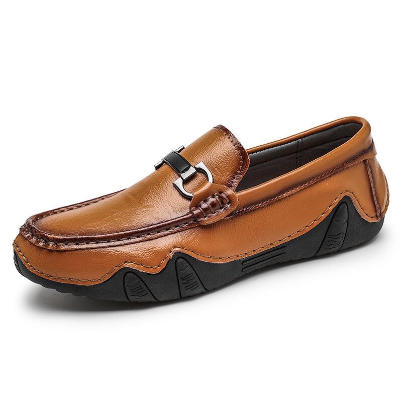 Mænd Retro Microfiber Læder Slip On Rundtået Driving Loafers Sko