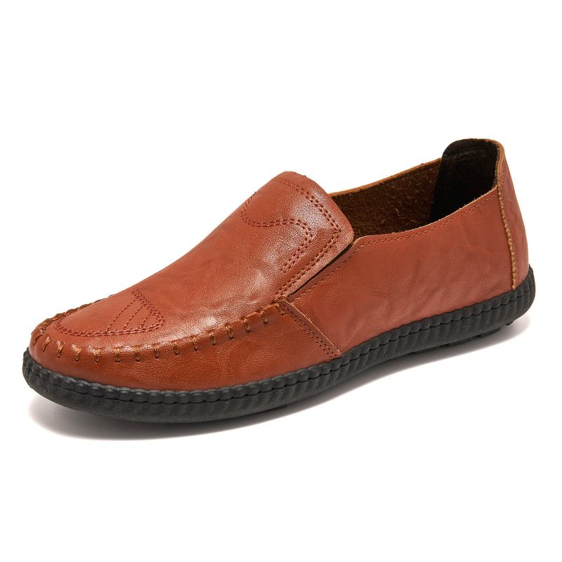 Mænds Komfortable Håndsyede Bløde Såler Slip-on Afslappede Flade Loafers