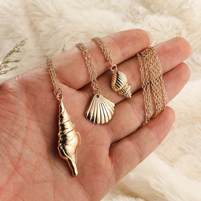 Bohemian Shell Pendant Flerlags Halskæde Conch Chain Halskæde Vintage Smykker Til Kvinder