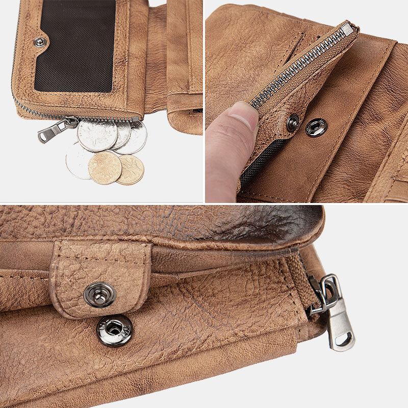 Ekphero Herrer Kohud Trifold Kort Multi-card Slot Card Case Pengeclips Kørekort Tegnebøger