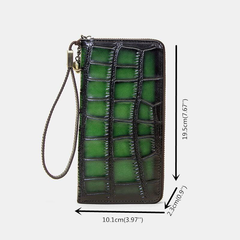 Kvinder Ægte Læder Alligator Mønster Retro Blød Lædertaske Multi-slot Kortholder Pung Clutch Pung