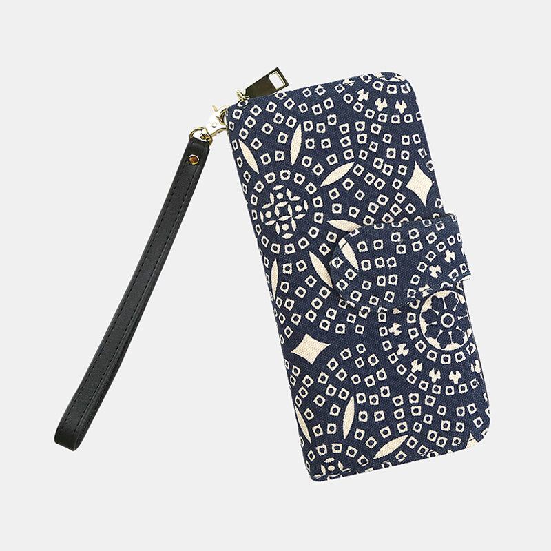 Kvinder Canvas Bohemian Style Printing Long Clutch Pung Tegnebog