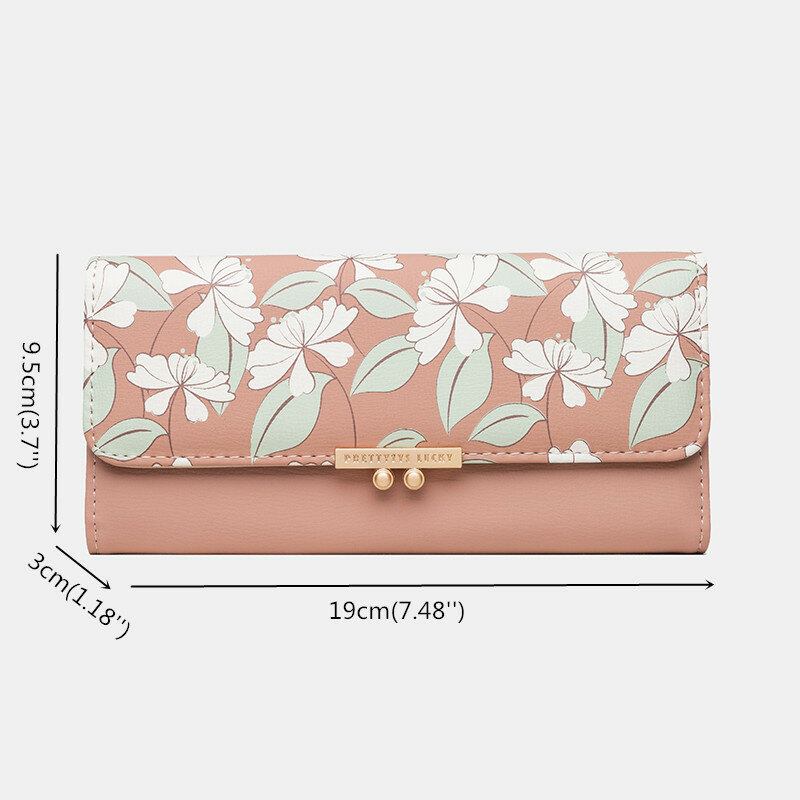 Kvinder Planter 9 Kortpladser Floral Trifold Pung Pung