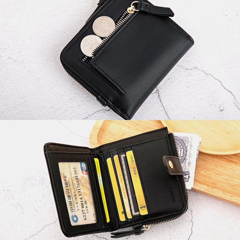 Kvinder Pu Læder Bifold Hasp Multi-card Slot Retro Kort Kortholder Clutch Tegnebøger Med Håndledsrem