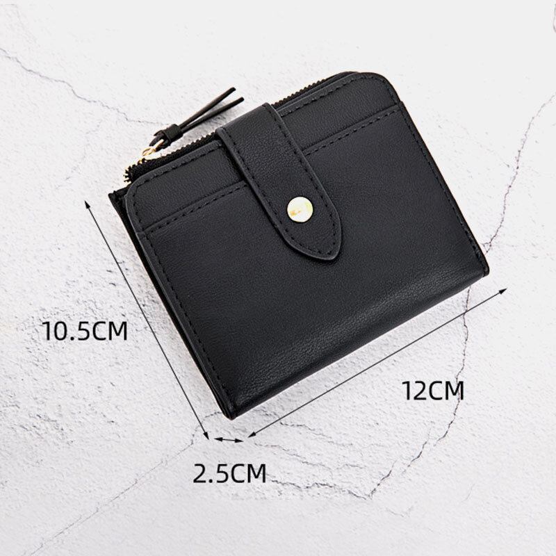 Kvinder Pu Læder Bifold Hasp Multi-card Slot Retro Kort Kortholder Clutch Tegnebøger Med Håndledsrem