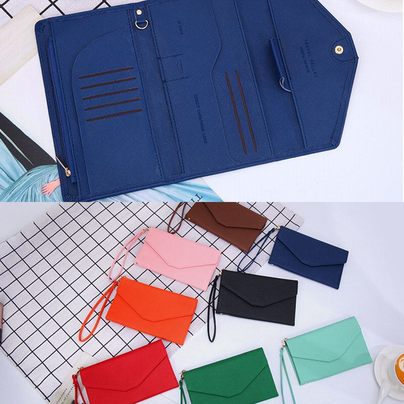 Kvinder Rfid Multifunktionel 8 Card Case Trifold Passport Business Pung Pung