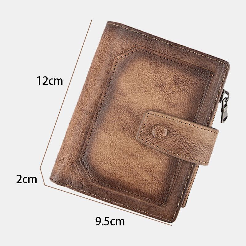 Mænd Ægte Læder Håndgnidet Farve Kort Bifold Stor Kapacitet Pengeclips Retro Multi-card Slot Card Case Kørekort Tegnebog