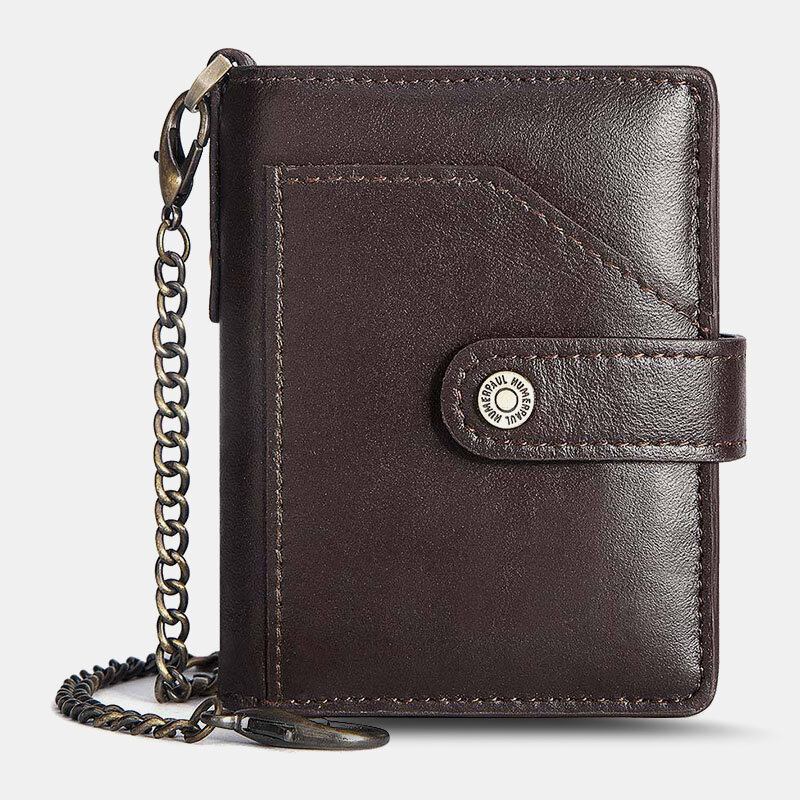 Mænd Bifold Short Rfid Blocking Antimagnetic Wallet First Layer Kohud 9 Card Slot Kortholder Pengeclips