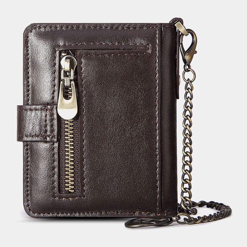 Mænd Bifold Short Rfid Blocking Antimagnetic Wallet First Layer Kohud 9 Card Slot Kortholder Pengeclips