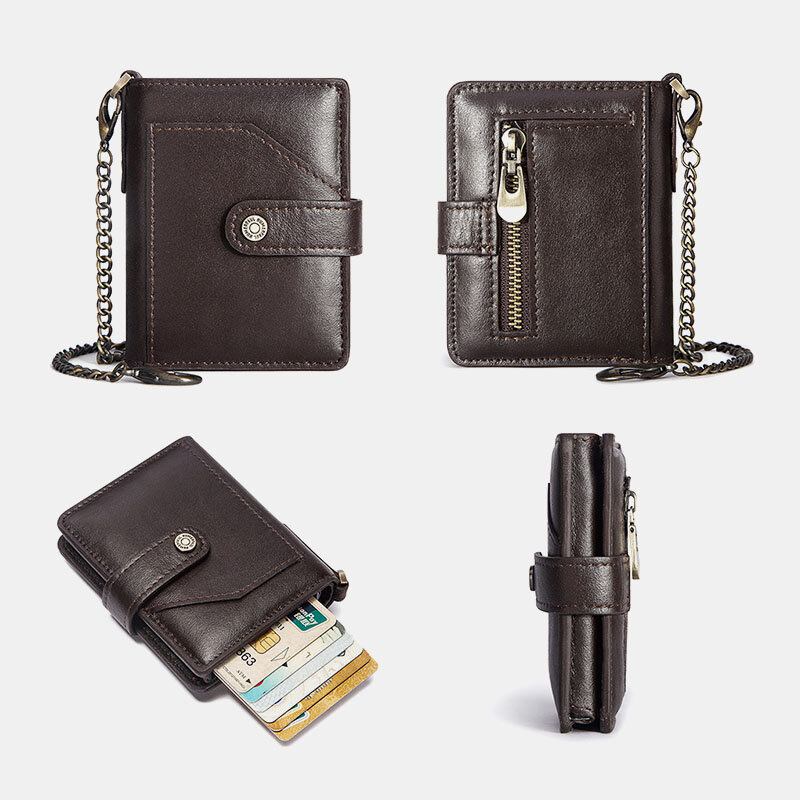 Mænd Bifold Short Rfid Blocking Antimagnetic Wallet First Layer Kohud 9 Card Slot Kortholder Pengeclips