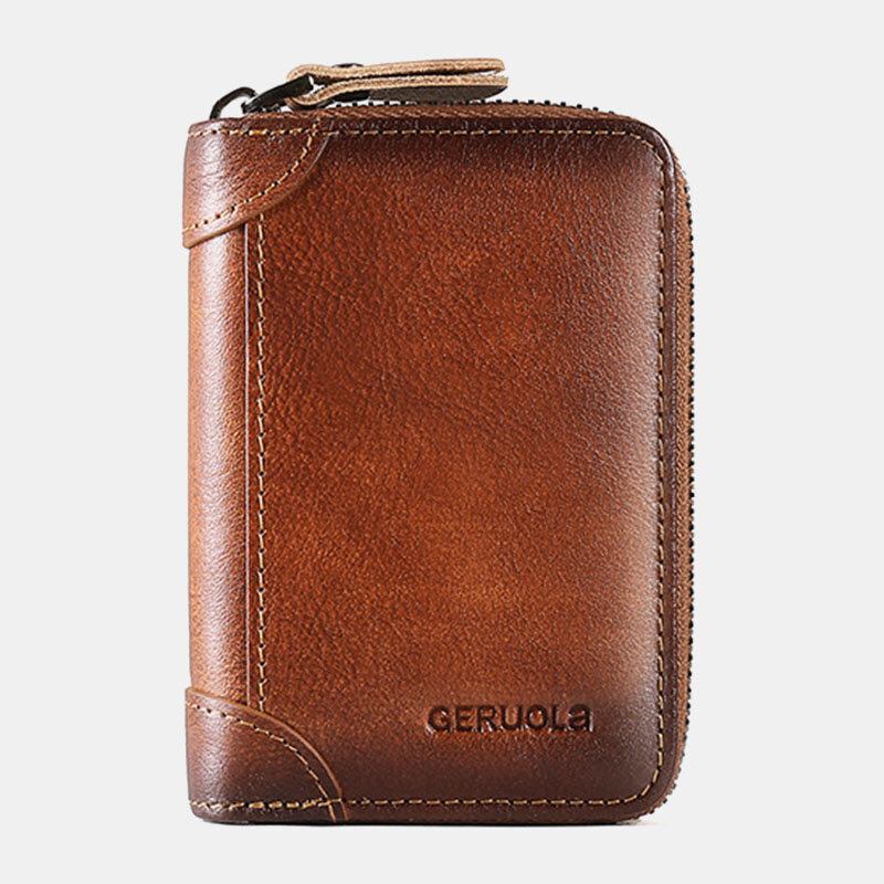 Mænd Gned Farve Første Layer Koskind 12 Card Slot Card Case Stor Kapacitet Rfid Anti-magnetisk Money Clip Organ Tegnebøger