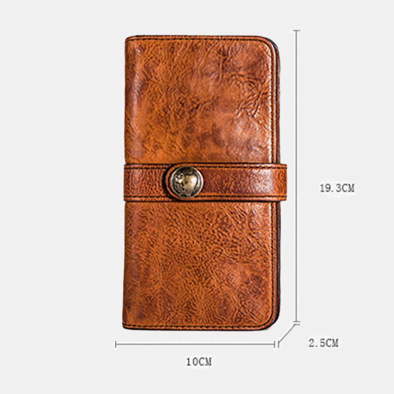 Mænd Lang Bifold Multi-card Slot Kortholder Vintage Pu Læder 6.5 Tommer Telefontaske Pengeclips Tegnebog