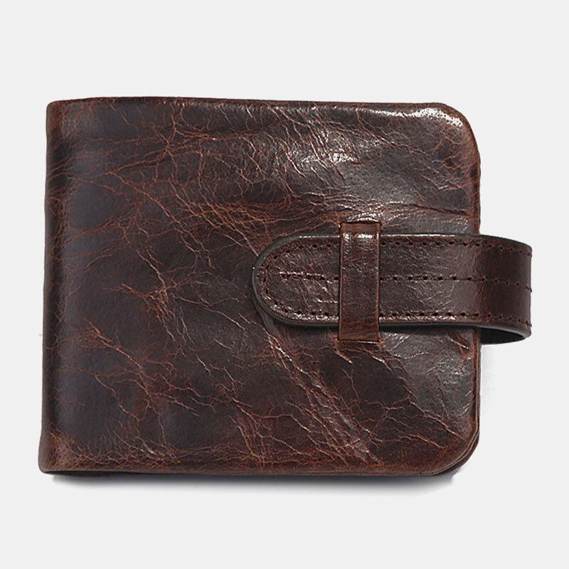 Mænd Olievoks Læder Kort Foldbar Pung Retro Mode Tynd Bifold Clutch Pung Møntpung Kortholder Pengeclips