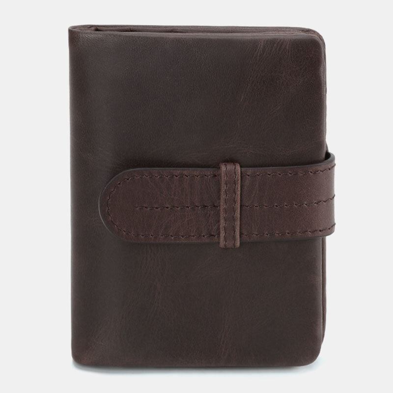 Mænd Olievoks Læder Kort Foldbar Pung Retro Mode Tynd Bifold Clutch Pung Møntpung Kortholder Pengeclips