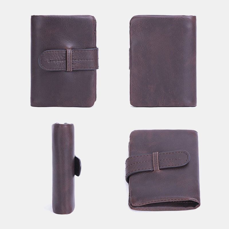 Mænd Olievoks Læder Kort Foldbar Pung Retro Mode Tynd Bifold Clutch Pung Møntpung Kortholder Pengeclips