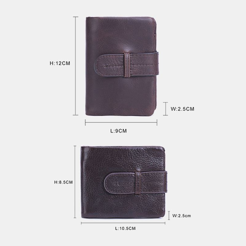 Mænd Olievoks Læder Kort Foldbar Pung Retro Mode Tynd Bifold Clutch Pung Møntpung Kortholder Pengeclips