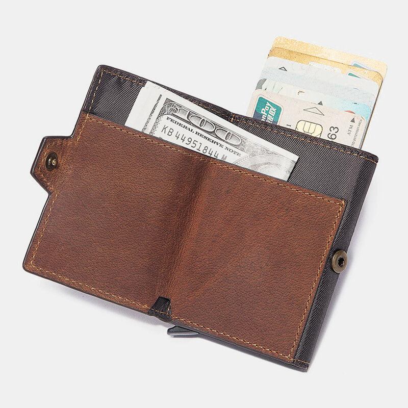 Mænd Retro Rfid Blokering Antimagnetisk Koskind Tegnebog Casual Multi-card Slot Hasp Kortholder Multifunktion Penge Clip