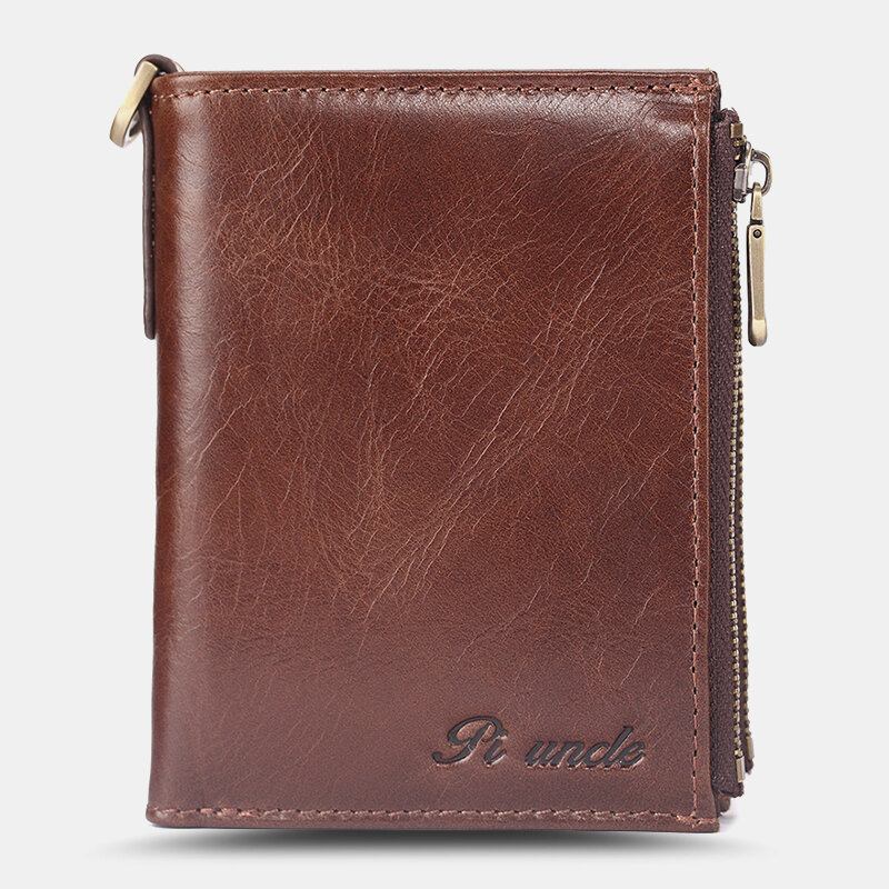 Mænd Short Bifold Rfid Blocking Minimalist Wallet Retro Multi-card Slot Card Holder Koskind Kørekort Tegnebog