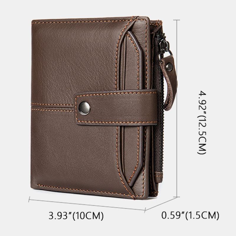 Mænd Short Bifold Rfid Blocking Wallet Retro Casual Multi-card Slot Card Holder Koskind Kørekort Tegnebog