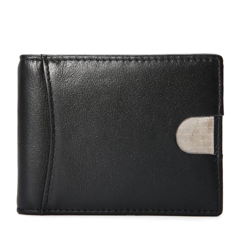 Mænd Slim Bifold Rfid Blokering Tegnebøger Retro Casual Ægte Læder Kort Multi-card Slot Kortholder Pengeclips