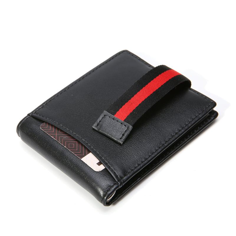 Mænd Slim Bifold Rfid Blokering Tegnebøger Retro Casual Ægte Læder Kort Multi-card Slot Kortholder Pengeclips