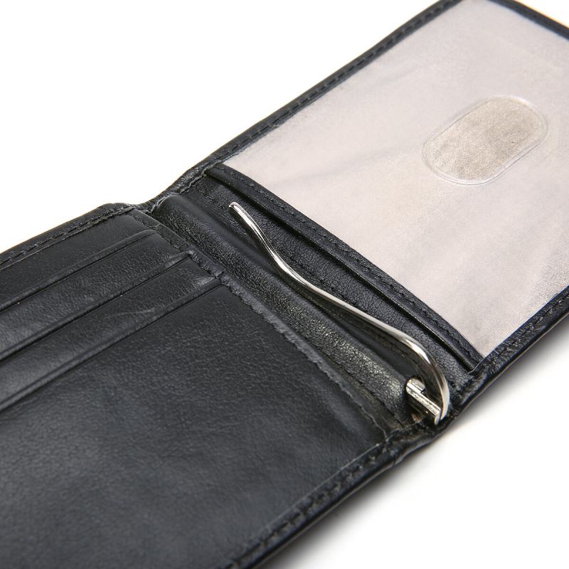 Mænd Slim Bifold Rfid Blokering Tegnebøger Retro Casual Ægte Læder Kort Multi-card Slot Kortholder Pengeclips